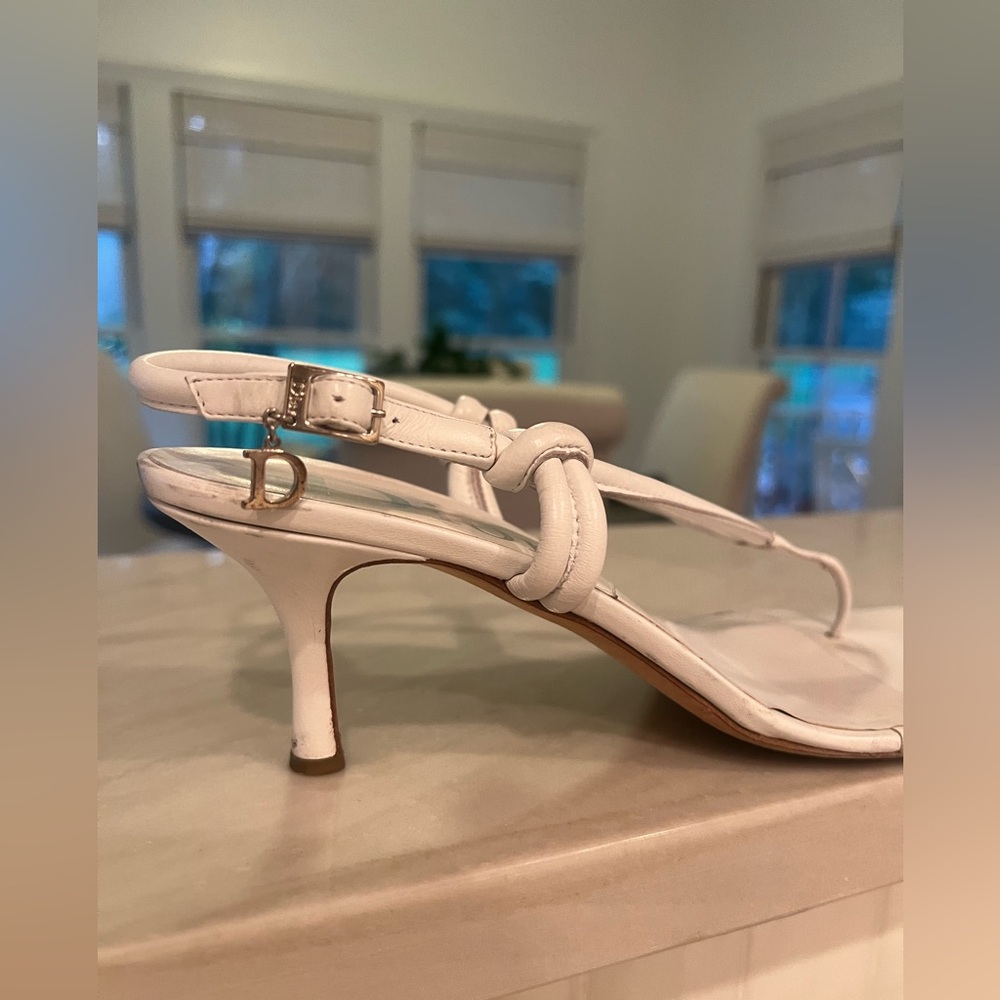 Dior White Heels with Slingback Kitten Heel - Picture 2 of 6